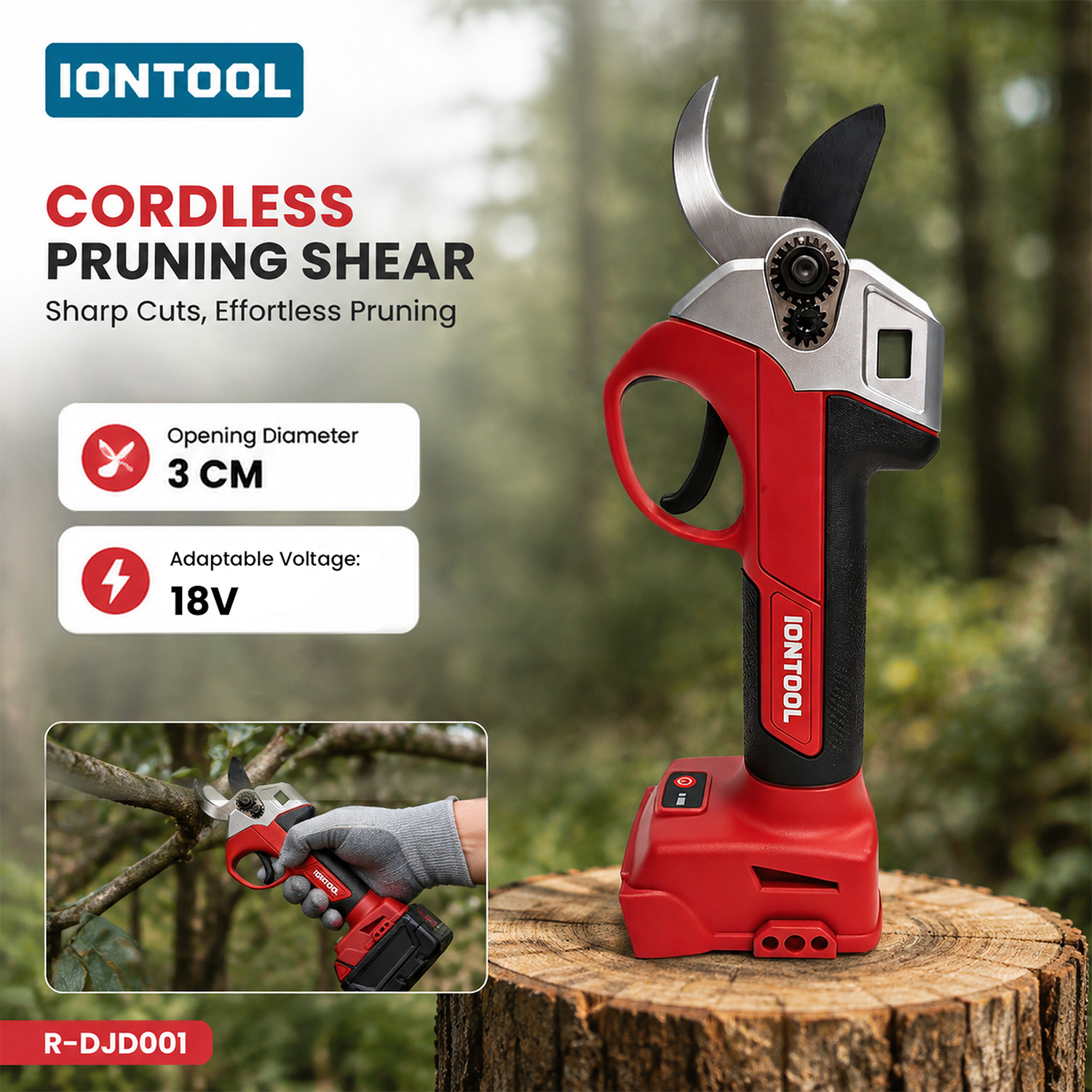 Gardening Tools Scissors - Беспроводные секаторы IONTOOL красного цвета (только