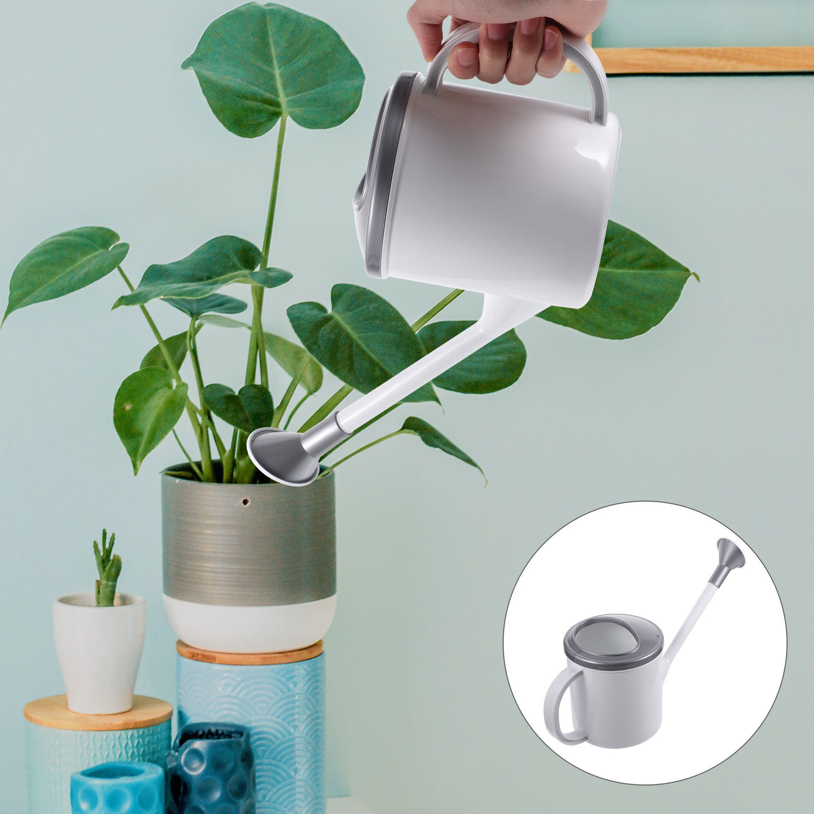 Watering Can Long Spout - Пластиковая лейка Glacier Gray с длинным